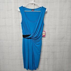 NWT Vince Camuto Teal Blue Ruched Minimalist Sleeveless Beachy Dress S